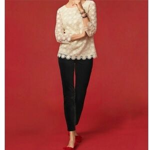 Talbots Black Velvet Signature Pants Size 14 holiday Xmas wear great condition